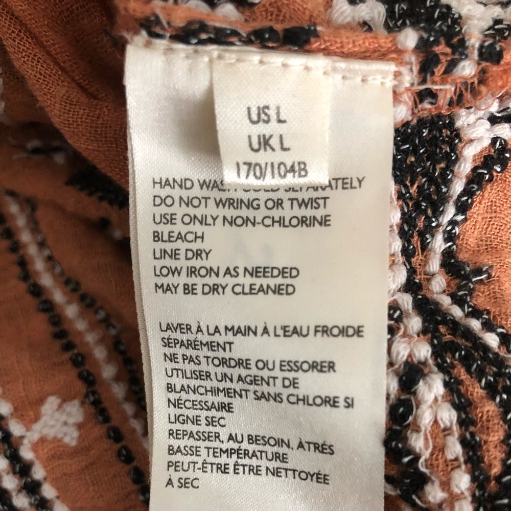 Free People Rust Orange Embroidered Boho Tunic - Picture 6 of 6